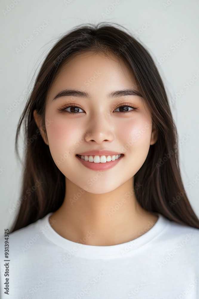 Asian woman positive smile on white background, beauty positive smile Asian woman positive smile on white background, beauty positive smile