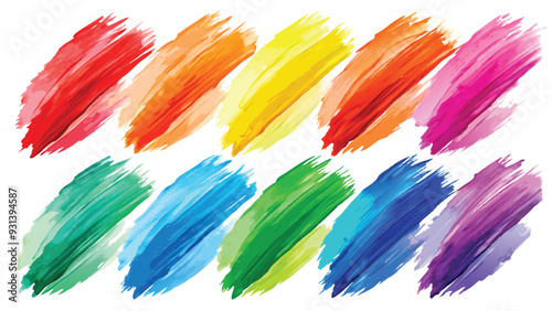 A set of stock rainbow watercolor colorful brush vectors. collection
