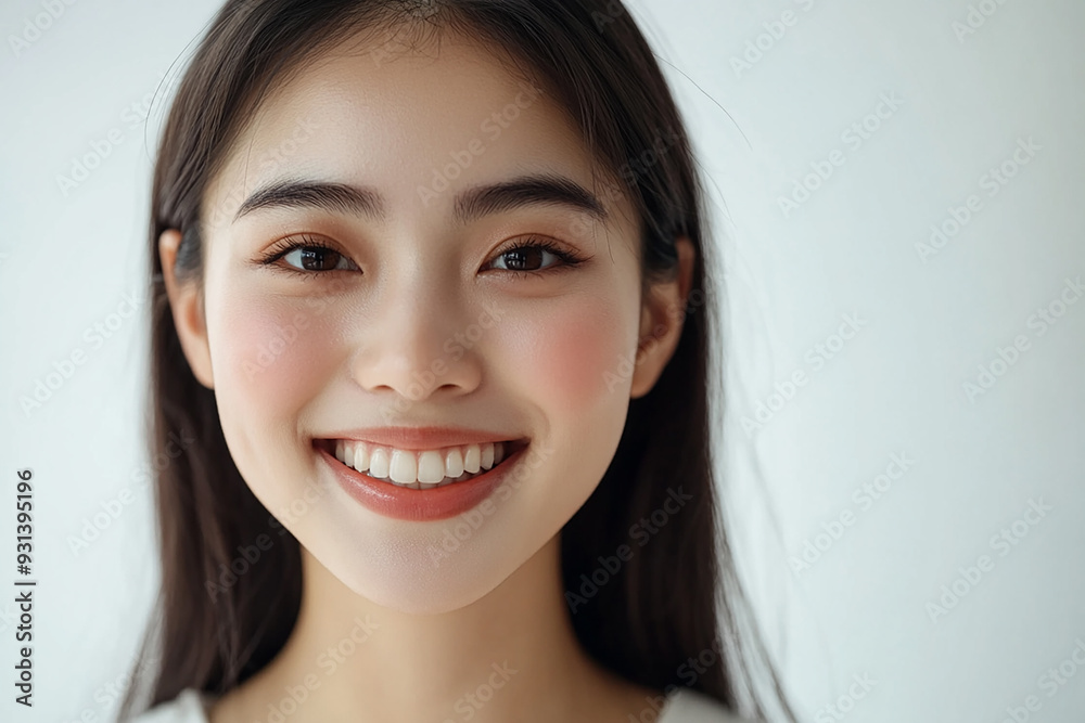 Asian woman positive smile on white background, beauty positive smile Asian woman positive smile on white background, beauty positive smile