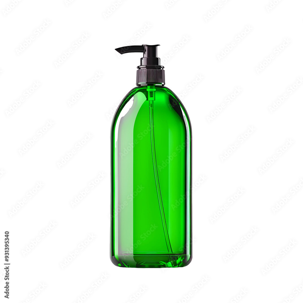 Front view of a Green hand soap bottle with no labels isolated on a white transparent background. Front view of a Green hand soap bottle with no labels isolated on a white transparent background.