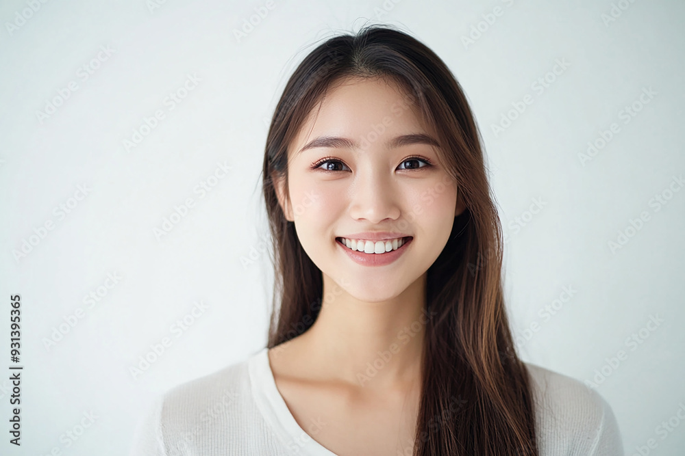 Asian woman positive smile on white background, beauty positive smile Asian woman positive smile on white background, beauty positive smile