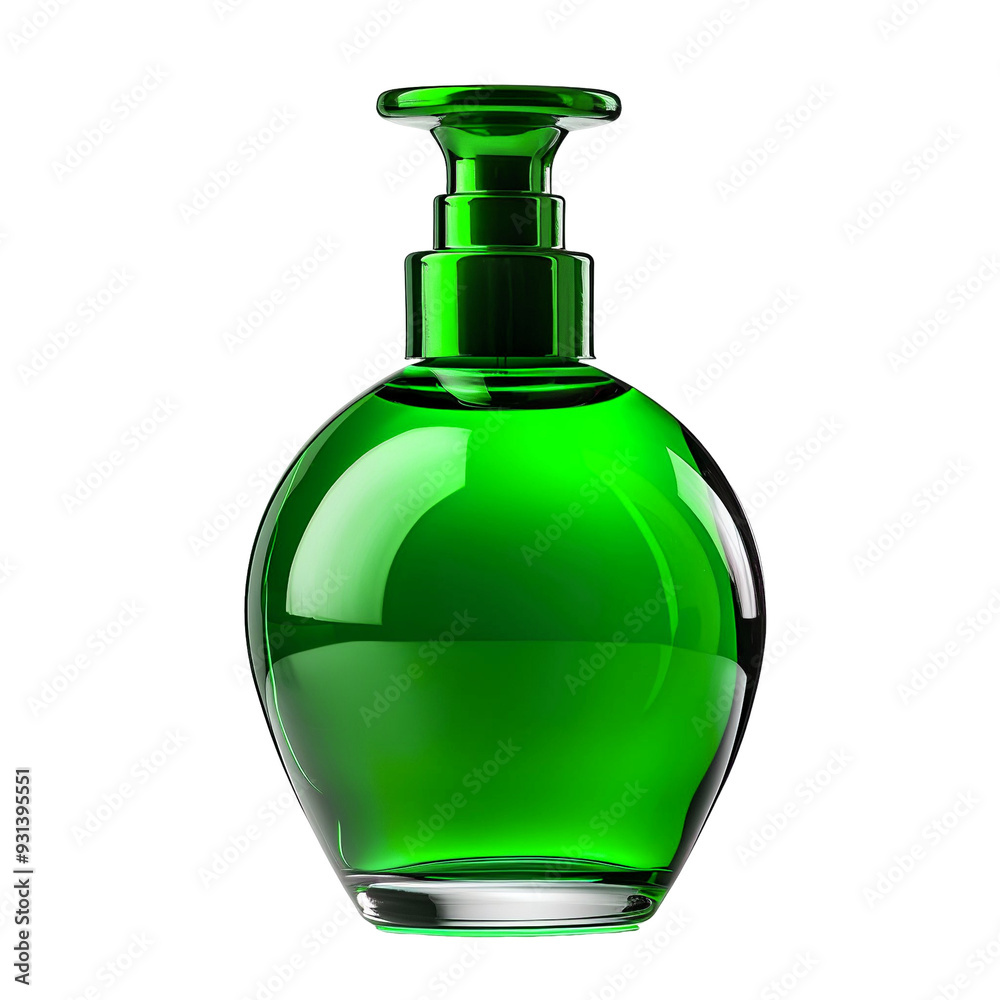Front view of a Green moisturizer bottle with no labels isolated on a white transparent background.