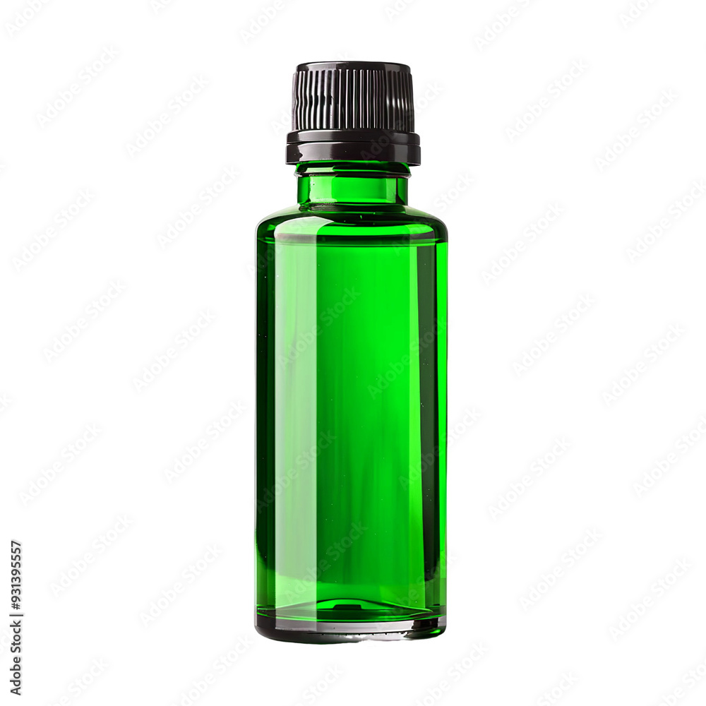 Front view of a Green nail polish remover bottle with no labels isolated on a white transparent background. Front view of a Green nail polish remover bottle with no labels isolated on a white transparent background.
