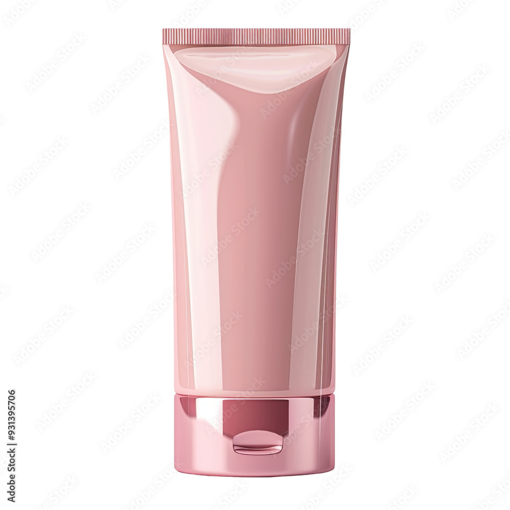 Front view of a light pink BB cream bottle with no labels isolated on a white transparent background Front view of a light pink BB cream bottle with no labels isolated on a white transparent background