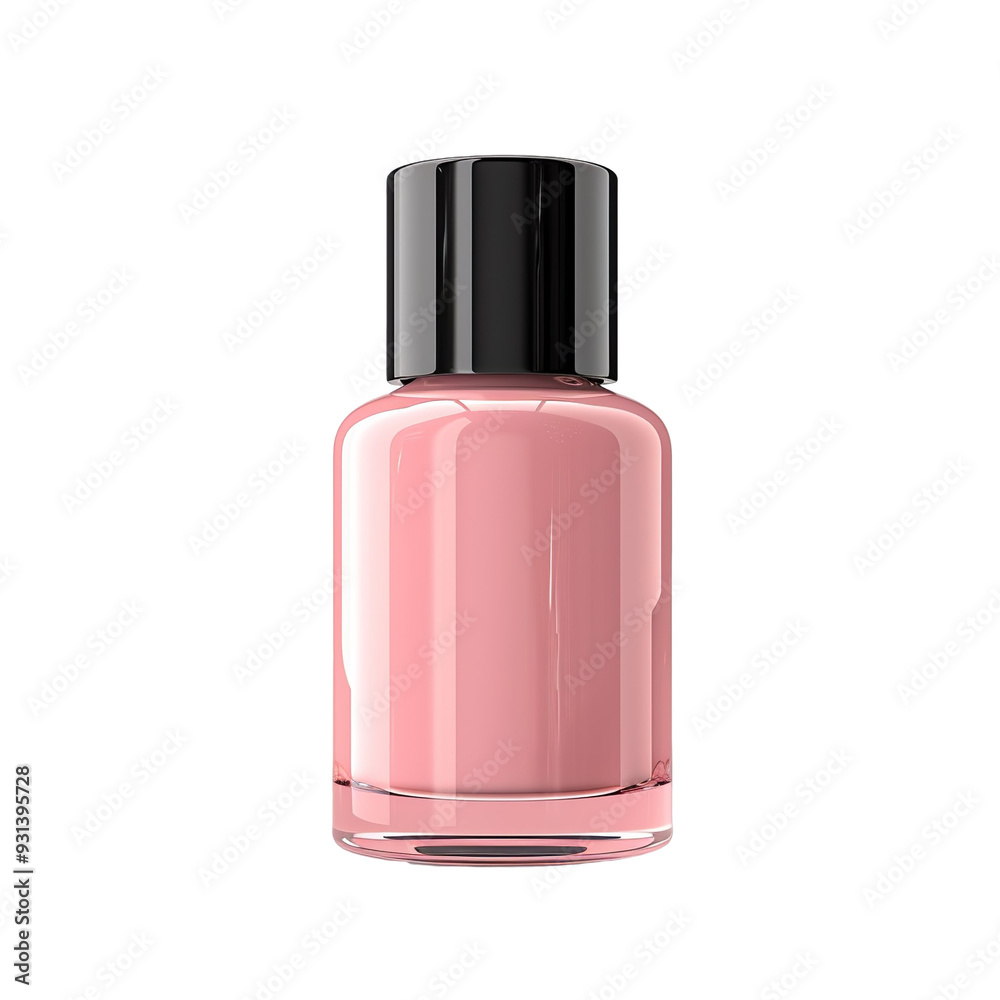 Front view of a light pink blush bottle with no labels isolated on a white transparent background Front view of a light pink blush bottle with no labels isolated on a white transparent background