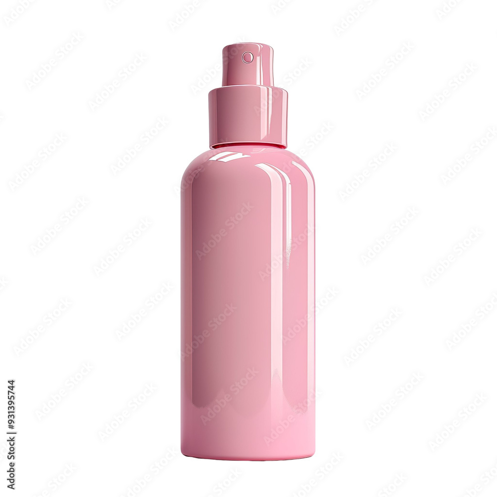 Front view of a light pink acne treatment bottle with no labels isolated on a white transparent background Front view of a light pink acne treatment bottle with no labels isolated on a white transparent background