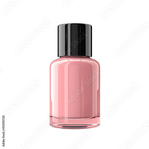 Front view of a light pink blush bottle with no labels isolated on a white transparent background
