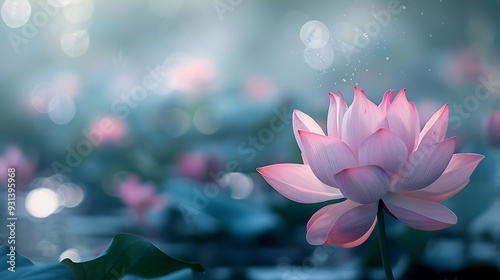 Pink lotus background image select focus : Generative AI photo