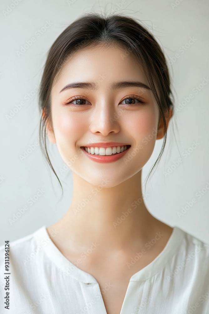 Asian woman positive smile on white background, beauty positive smile Asian woman positive smile on white background, beauty positive smile