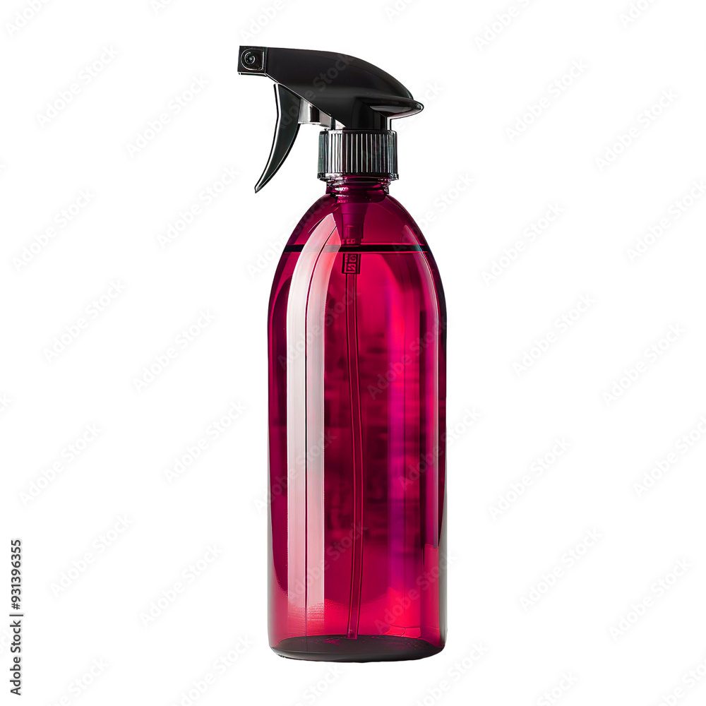 Front view of a Magenta hair spray bottle with no labels isolated on a white transparent background