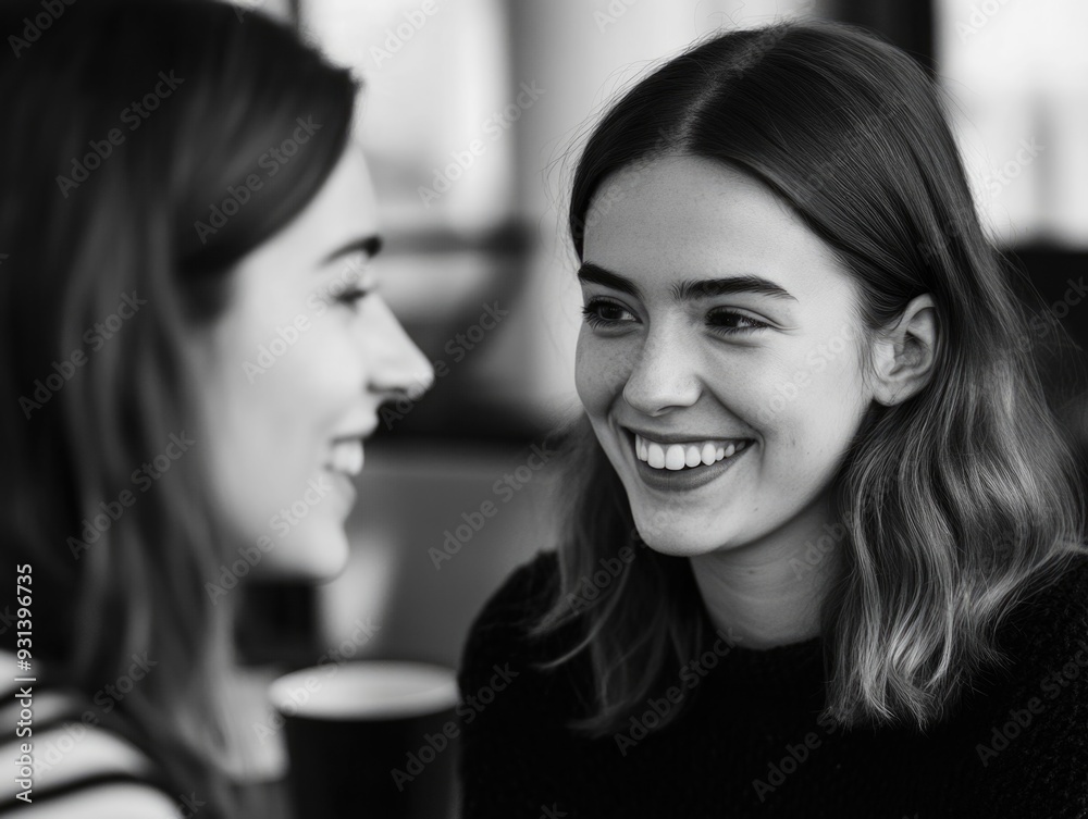 Friendship and Contentment: A Young Woman Shares a Smile with a Friend Friendship and Contentment: A Young Woman Shares a Smile with a Friend