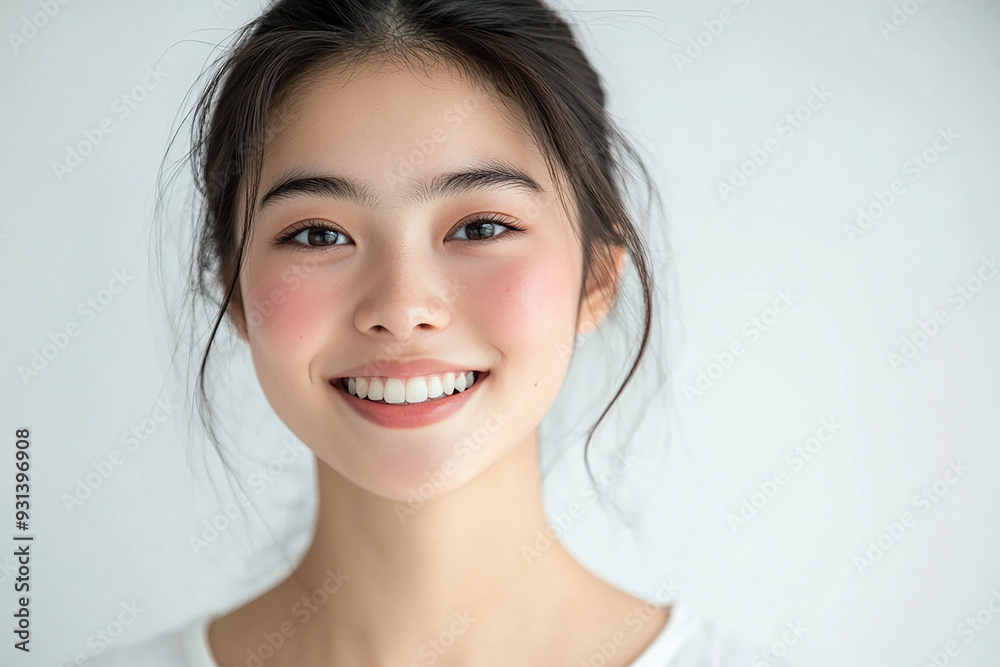 Asian woman positive smile on white background, beauty positive smile Asian woman positive smile on white background, beauty positive smile