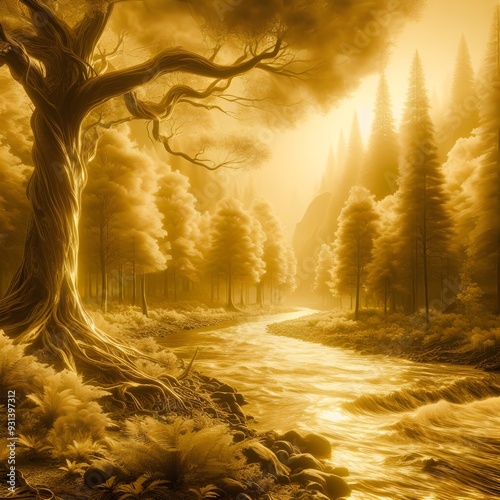 misty morning in the forest