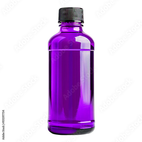 Front view of a Purple toning lotion bottle with no labels isolated on a white transparent background.