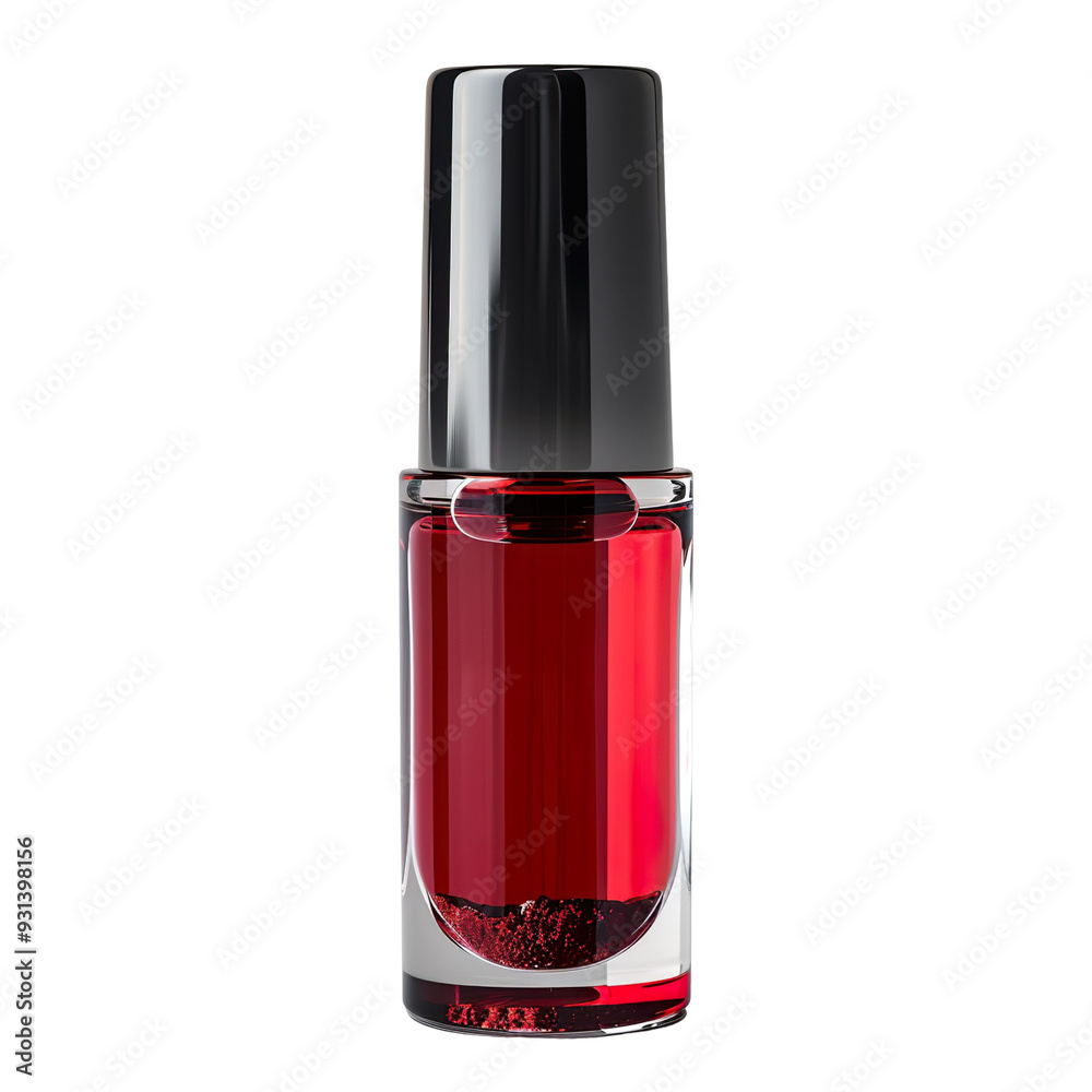 Front view of a red lip stain bottle with no labels isolated on a white transparent background. Front view of a red lip stain bottle with no labels isolated on a white transparent background.