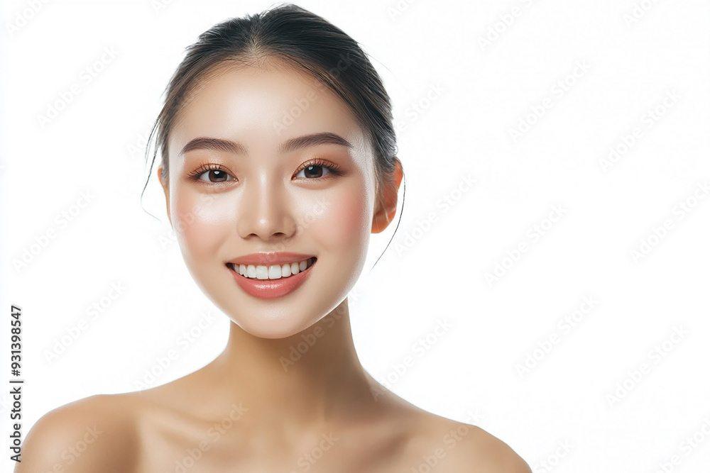 Asian woman positive smile on white background, beauty positive smile Asian woman positive smile on white background, beauty positive smile