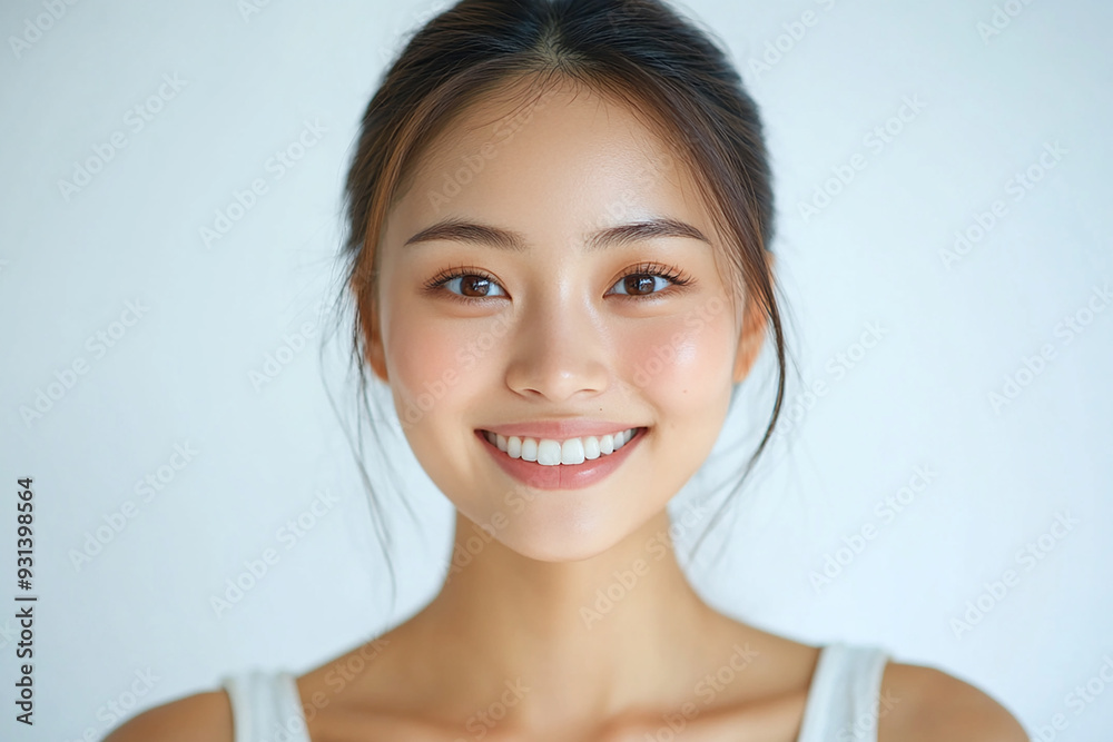Asian woman positive smile on white background, beauty positive smile Asian woman positive smile on white background, beauty positive smile