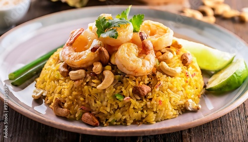 Delicious Thai Fried Rice with Prawns and Cashews