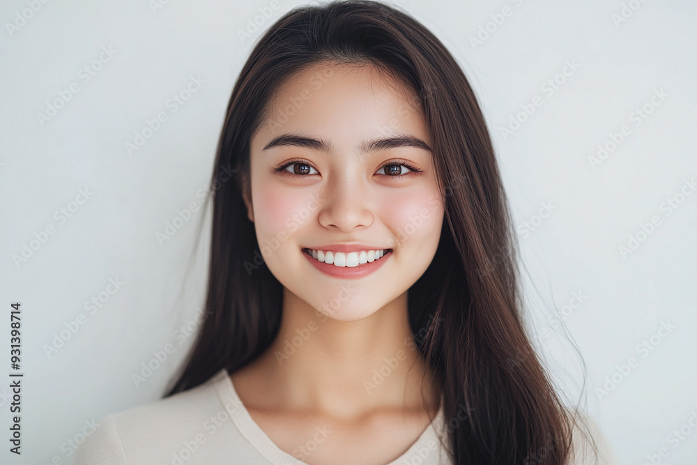 Asian woman positive smile on white background, beauty positive smile Asian woman positive smile on white background, beauty positive smile