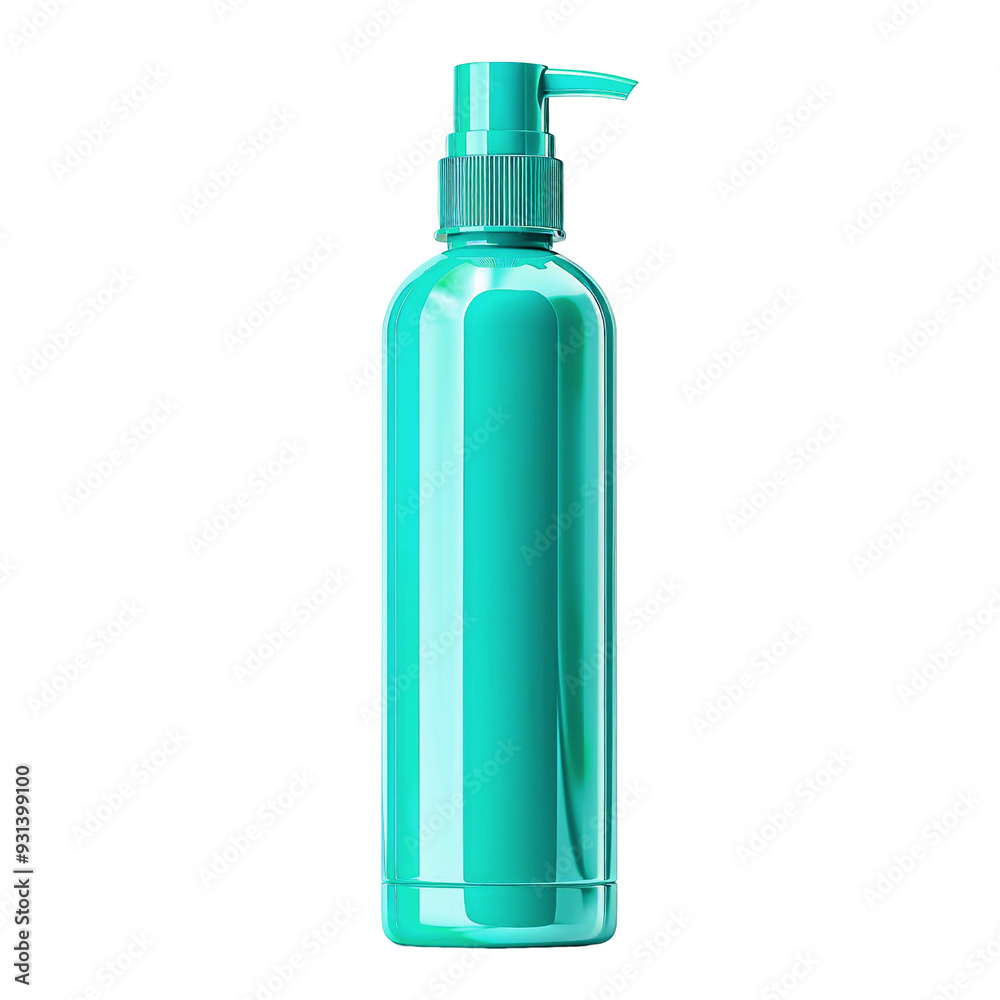Front view of a Teal sunscreen bottle with no labels isolated on a white transparent background. Front view of a Teal sunscreen bottle with no labels isolated on a white transparent background.