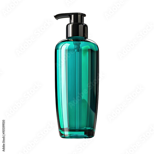 Front view of a Teal toning lotion bottle with no labels isolated on a white transparent background.