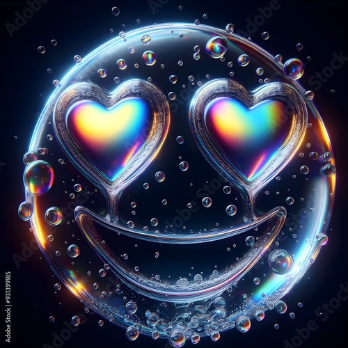 smiley with hearts emoji