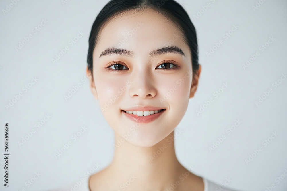 Asian woman positive smile on white background, beauty positive smile Asian woman positive smile on white background, beauty positive smile