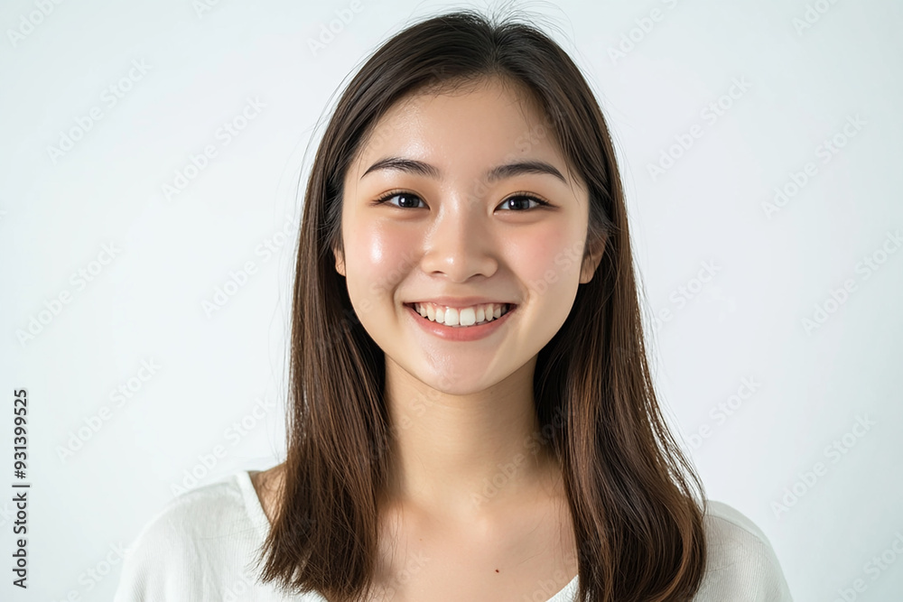 Asian woman positive smile on white background, beauty positive smile Asian woman positive smile on white background, beauty positive smile