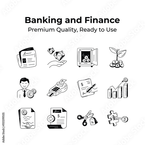 Pack of banking and finance icons in modern style