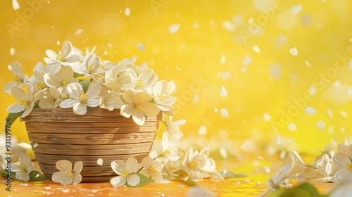 White Blossoms in a Basket