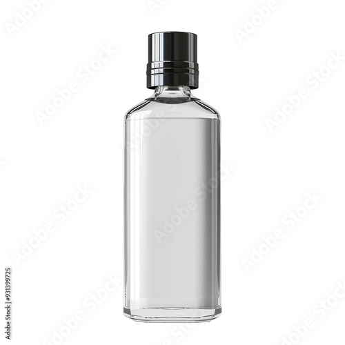 Front view of a white opaque toner bottle with no labels isolated on a white transparent background.