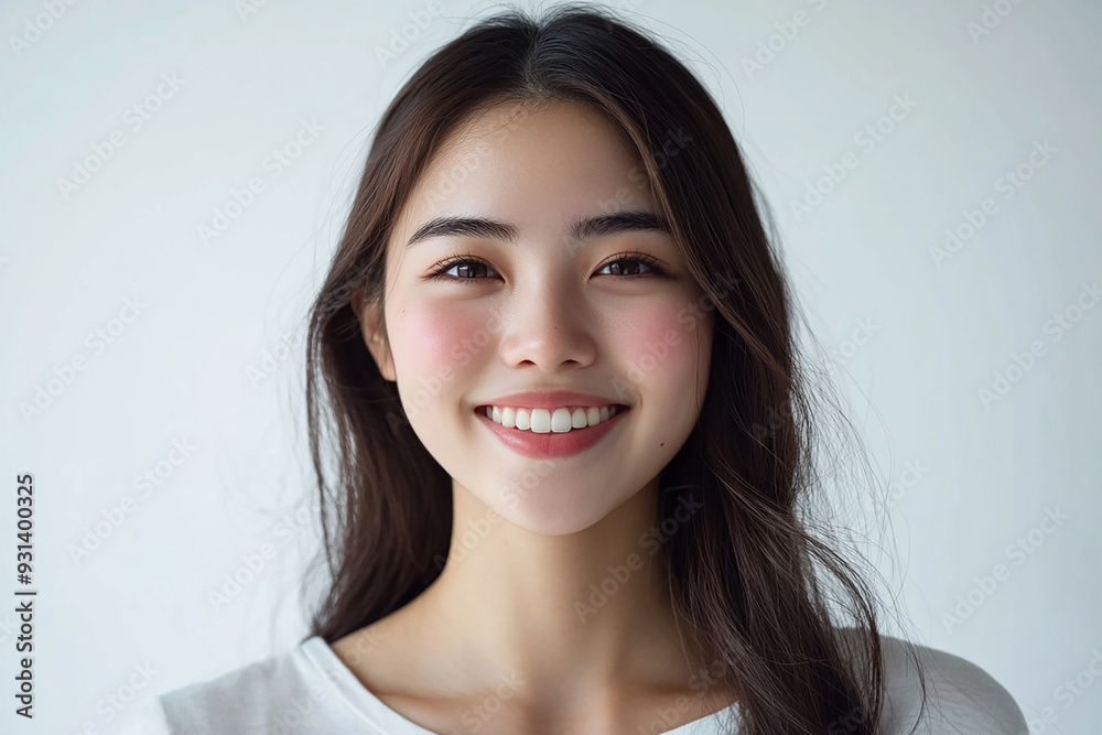 Asian woman positive smile on white background, beauty positive smile Asian woman positive smile on white background, beauty positive smile