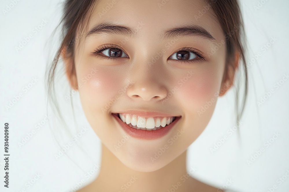 Asian woman positive smile on white background, beauty positive smile Asian woman positive smile on white background, beauty positive smile