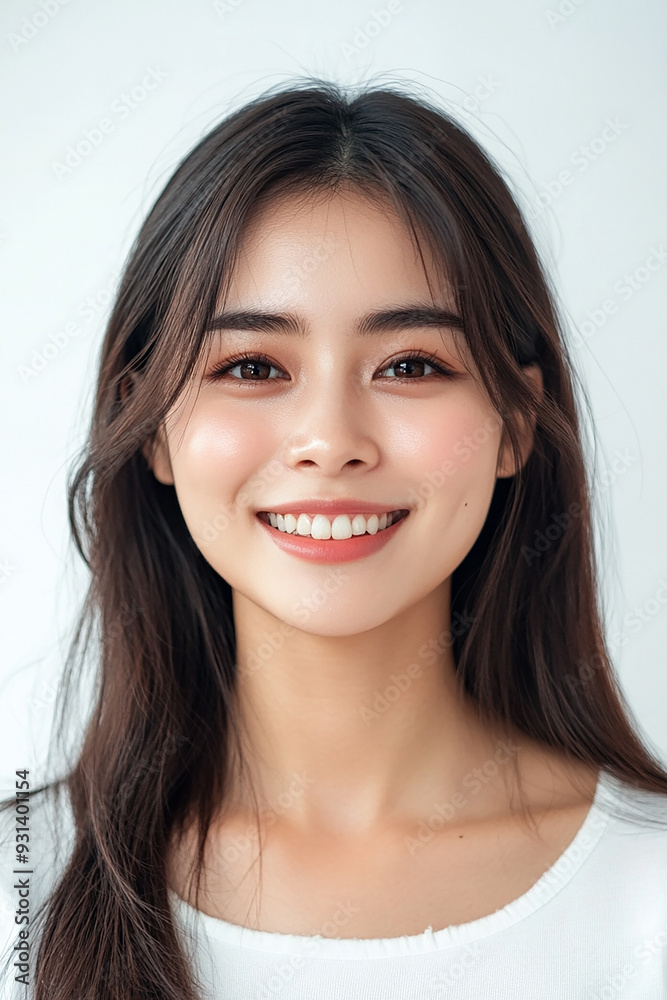 Asian woman positive smile on white background, beauty positive smile Asian woman positive smile on white background, beauty positive smile