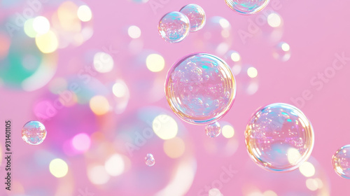 Color Scheme: Pastel colors are used for the bubbles to evoke a sense of calm and serenity, contrasting with the soft pink background. 