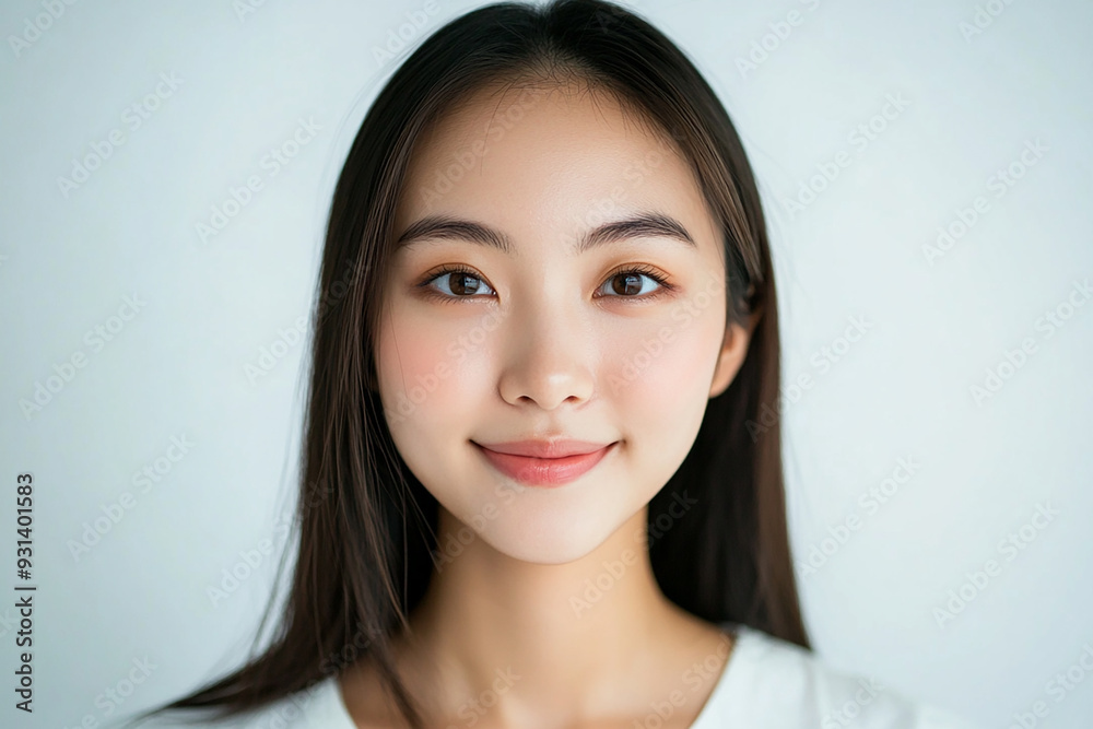 Asian woman positive smile on white background, beauty positive smile Asian woman positive smile on white background, beauty positive smile