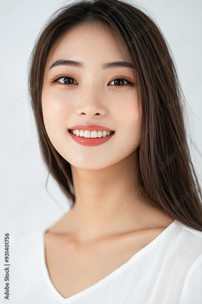Asian woman positive smile on white background, beauty positive smile Asian woman positive smile on white background, beauty positive smile