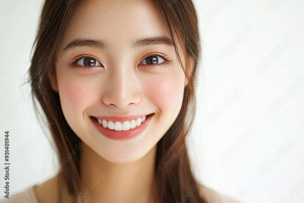 Asian woman positive smile on white background, beauty positive smile Asian woman positive smile on white background, beauty positive smile