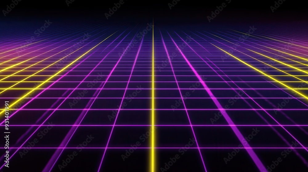 A vibrant grid pattern with neon colors, creating a futuristic digital landscape. A vibrant grid pattern with neon colors, creating a futuristic digital landscape.