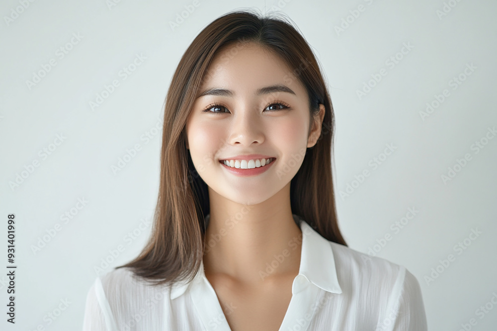 Asian woman positive smile on white background, beauty positive smile Asian woman positive smile on white background, beauty positive smile