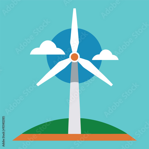 Eco friendly illustration styles for green branding wind turbine photo