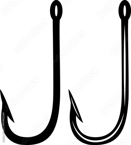 Double hook Black and white Fishing fishhook 11/11 size of svg vector cut file cricut silhouette design for t-shirt car decor sticker etc