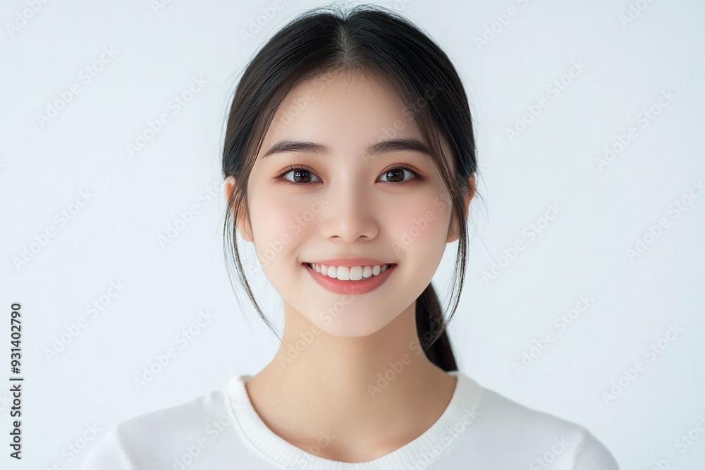 Asian woman positive smile on white background, beauty positive smile Asian woman positive smile on white background, beauty positive smile