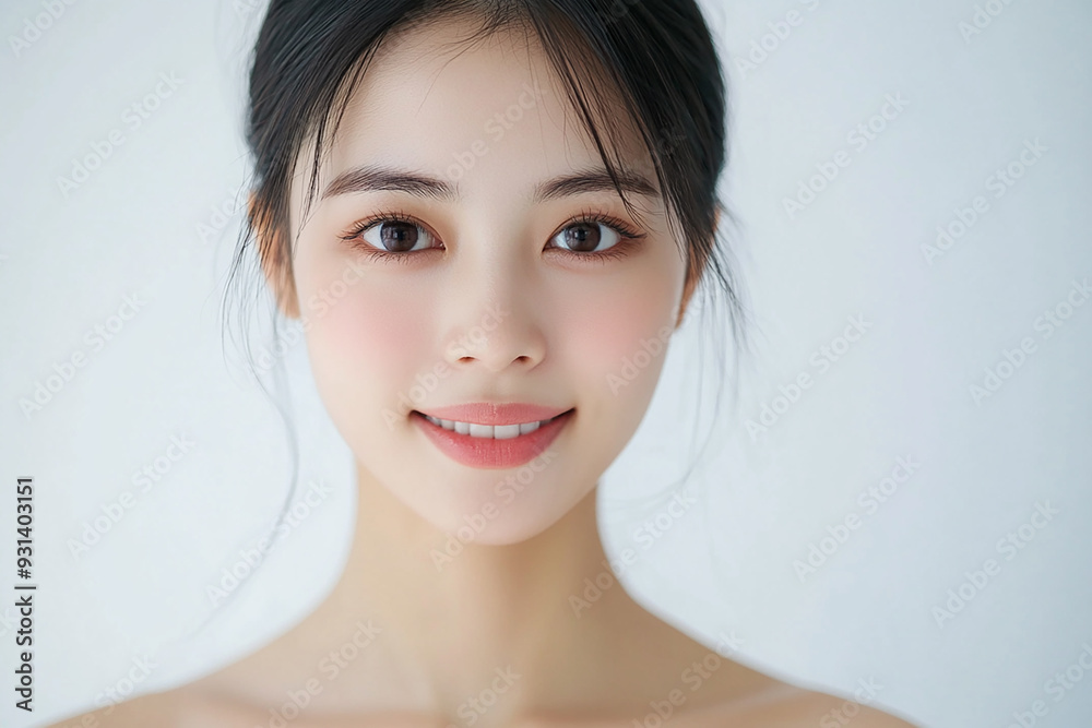 Asian woman positive smile on white background, beauty positive smile Asian woman positive smile on white background, beauty positive smile