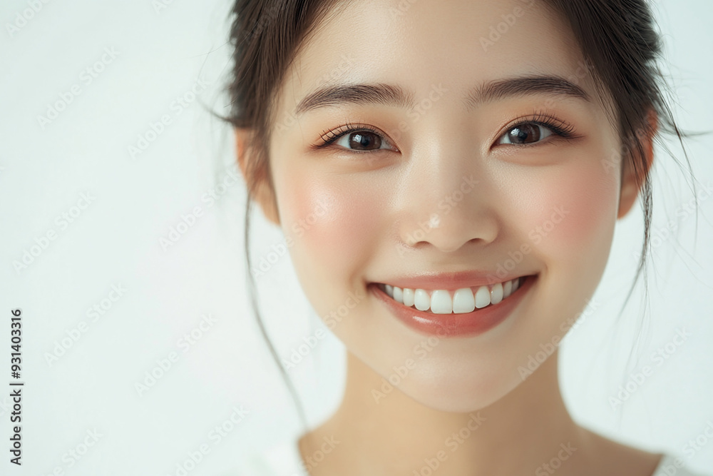 Asian woman positive smile on white background, beauty positive smile Asian woman positive smile on white background, beauty positive smile