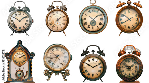 collection Set of retro vintage and modern stylis clock photo