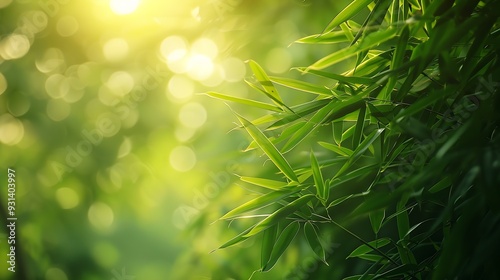 Bamboo forestgreen nature background : Generative AI photo