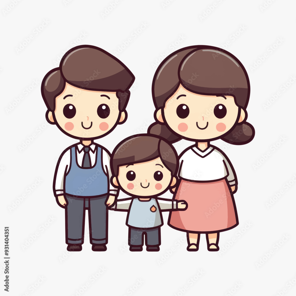 Cute cartoon family illustration