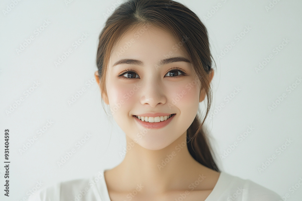 Asian woman positive smile on white background, beauty positive smile Asian woman positive smile on white background, beauty positive smile