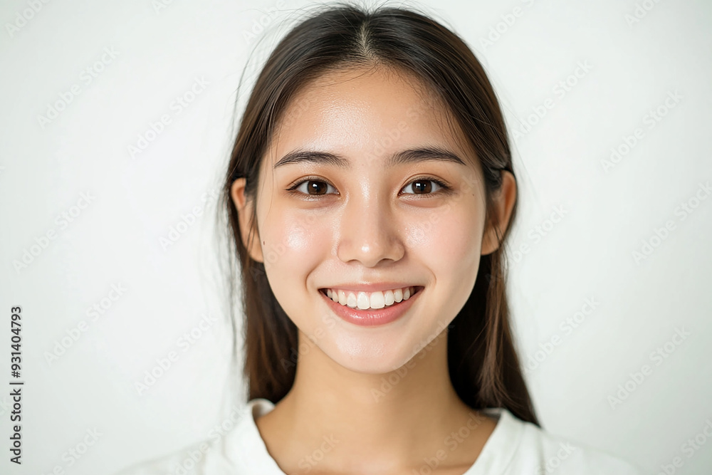 Asian woman positive smile on white background, beauty positive smile Asian woman positive smile on white background, beauty positive smile